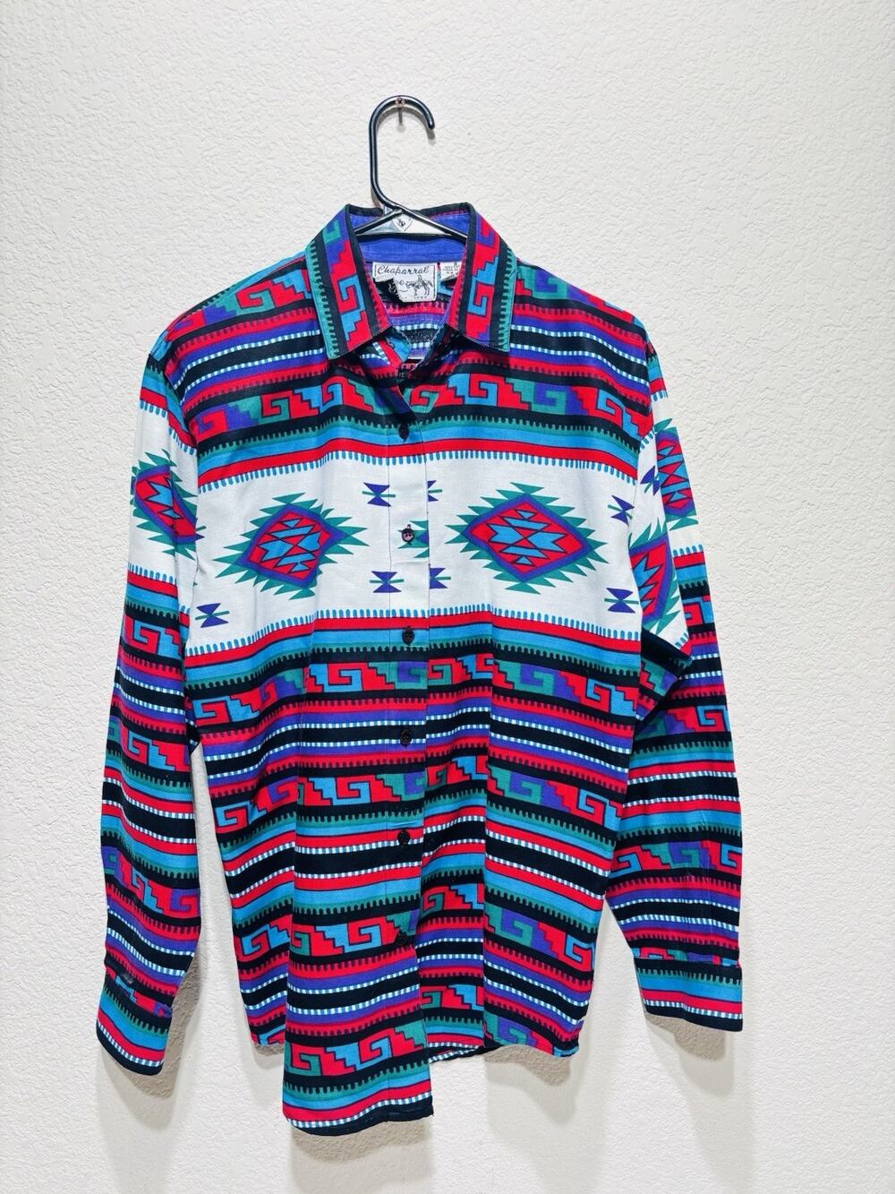 Chapparral Ridge western aztec shirt womens 1980s Small